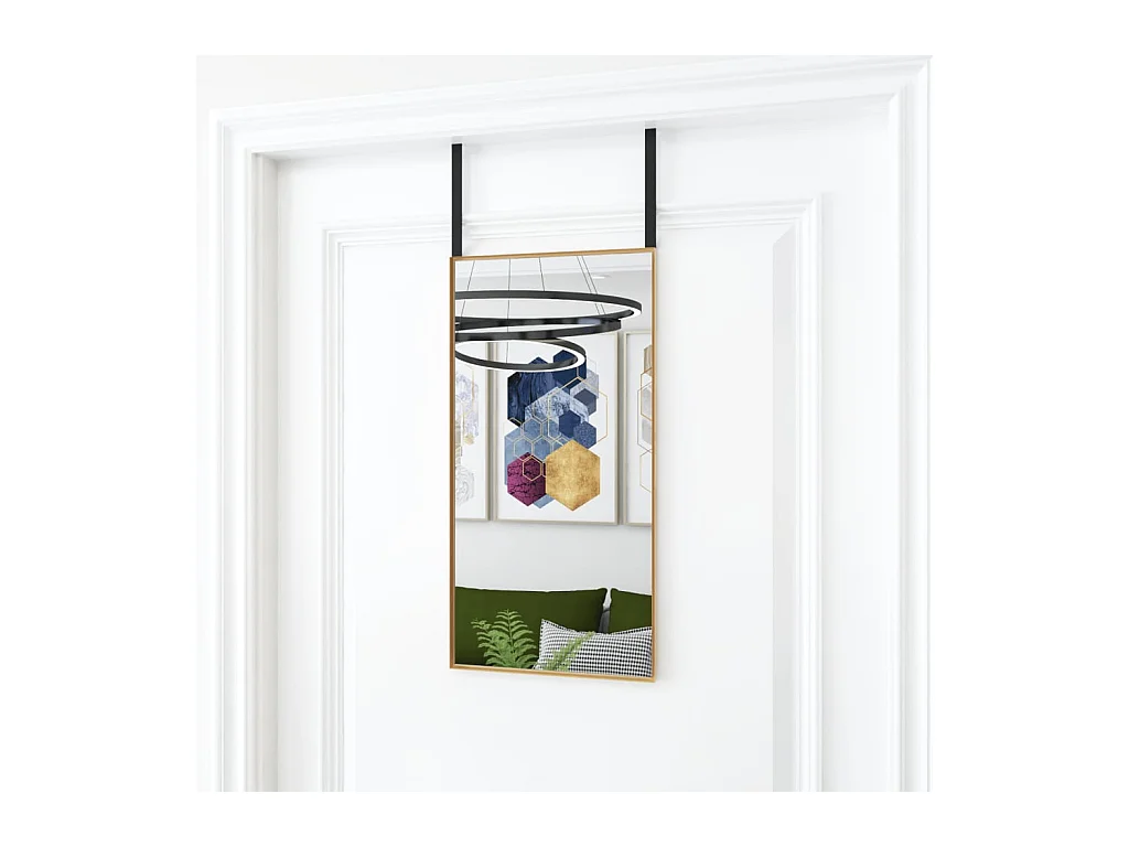 Deurspiegel 30x60 cm glas en aluminium goudkleurig