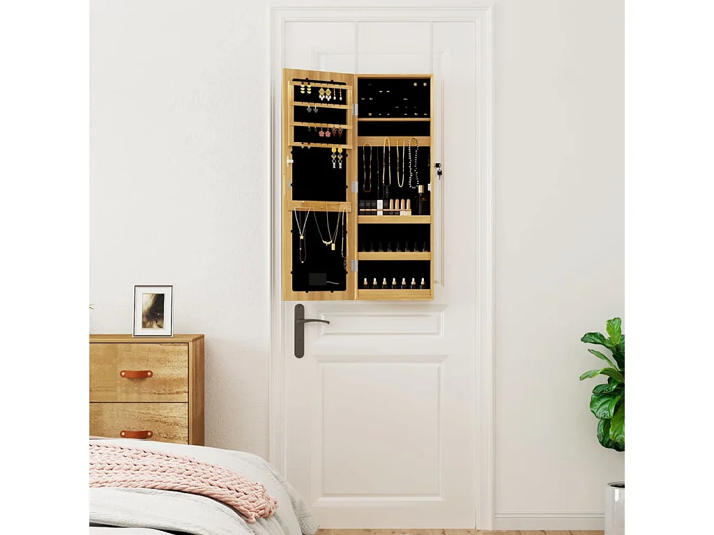 Armoire à bijoux avec miroir et éclairage LED mural