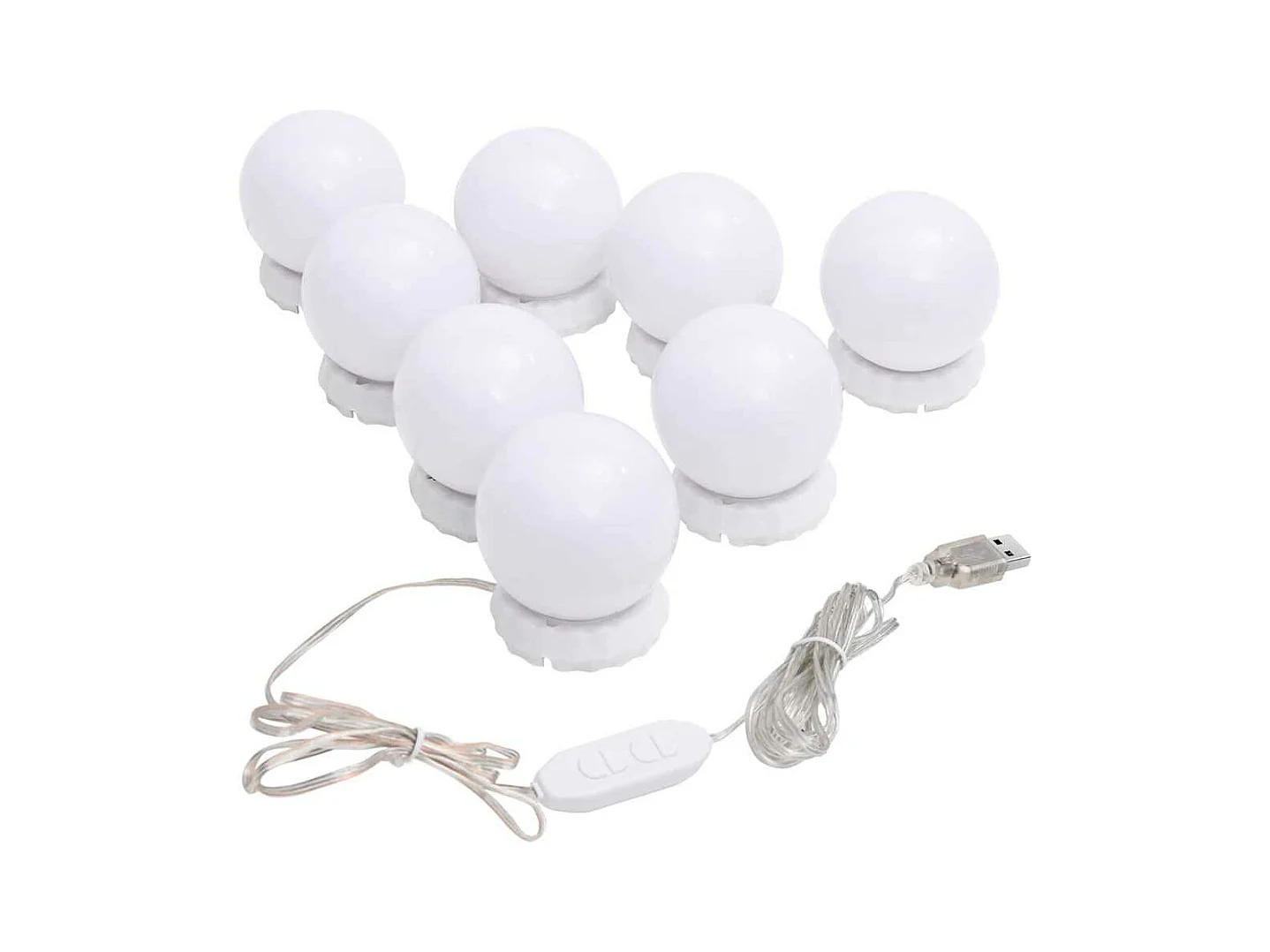 Wandspiegel met LED-lampen rond glas