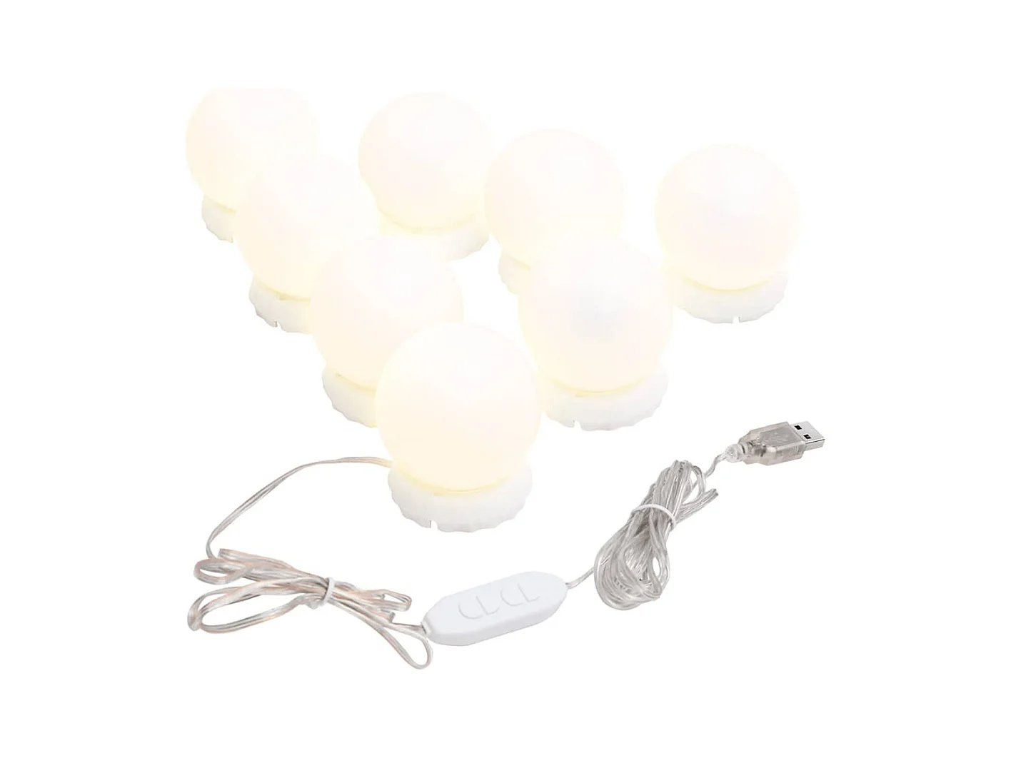 Wandspiegel met LED-lampen rond glas