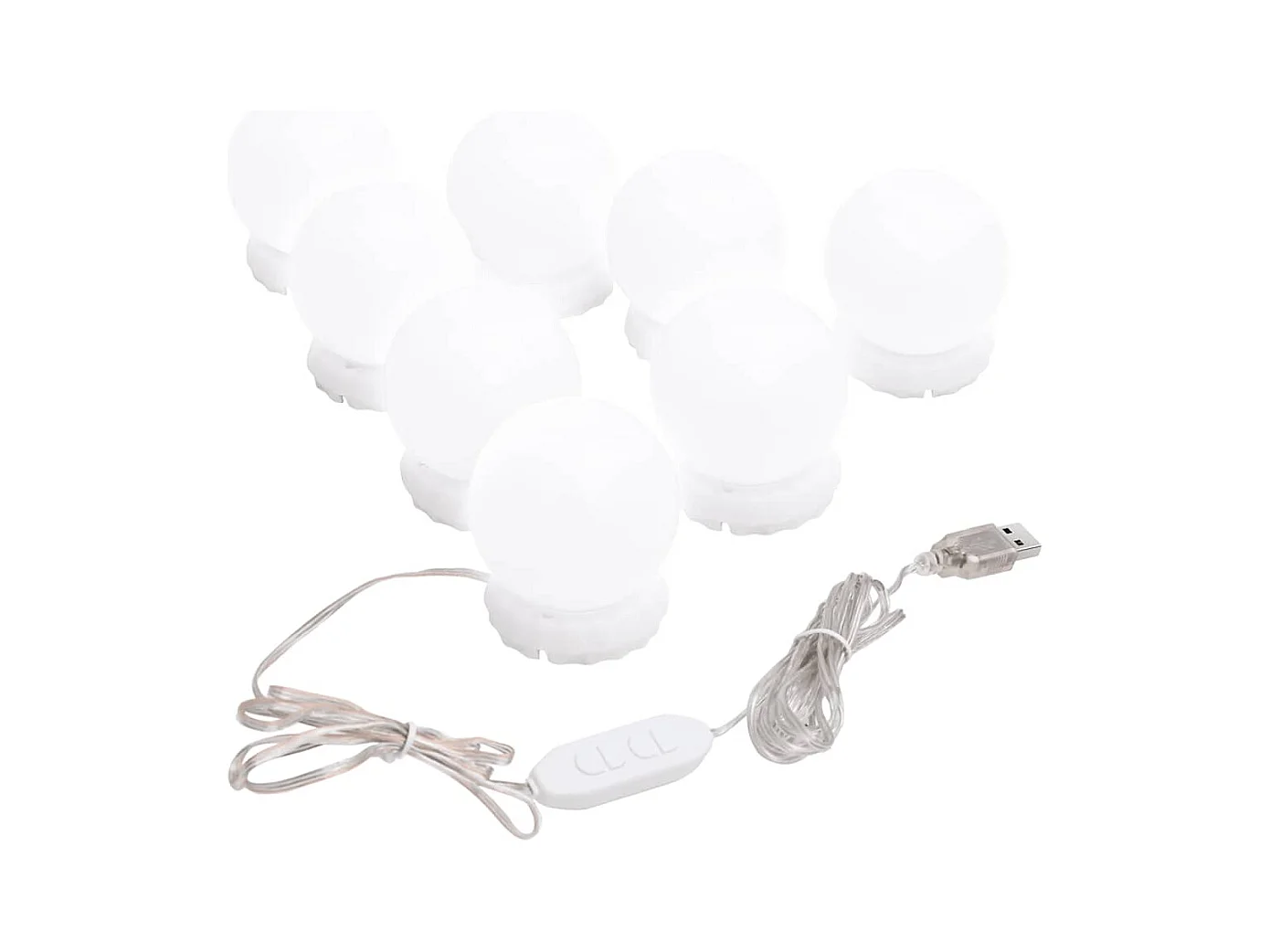 Wandspiegel met LED-lampen rond glas