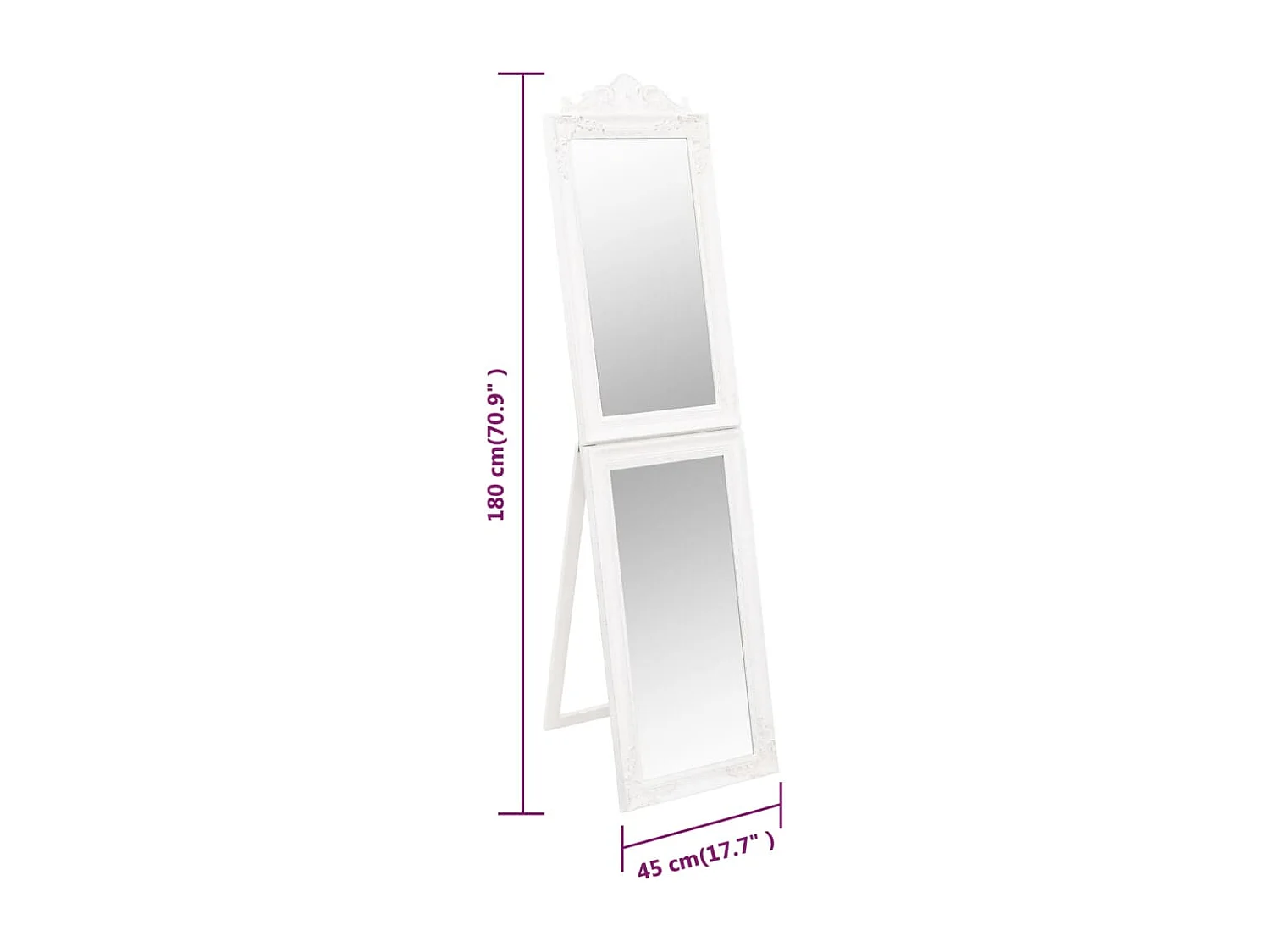 Miroir sur pied Blanc 45x180 cm