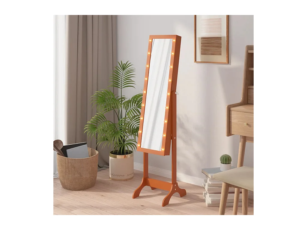 Miroir sur pied blanc avec LED 34x37x146 cm