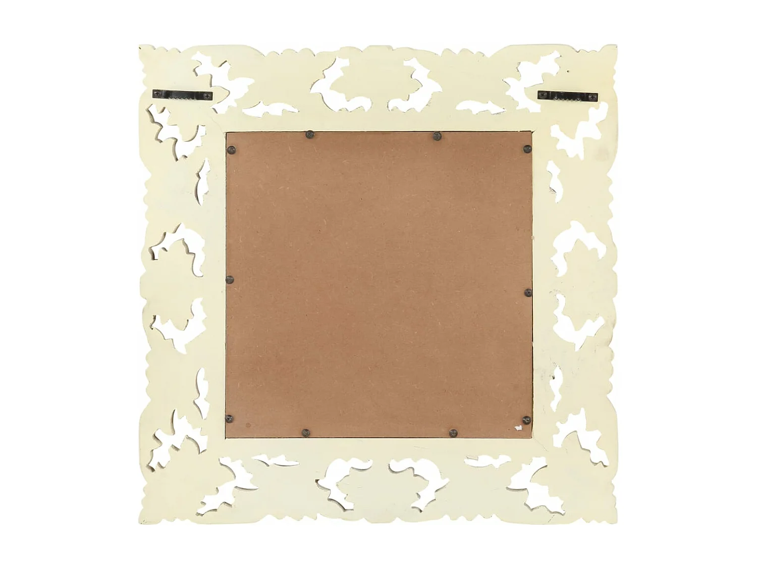 Espejo tallado a mano madera maciza de mango blanco 50x50 cm