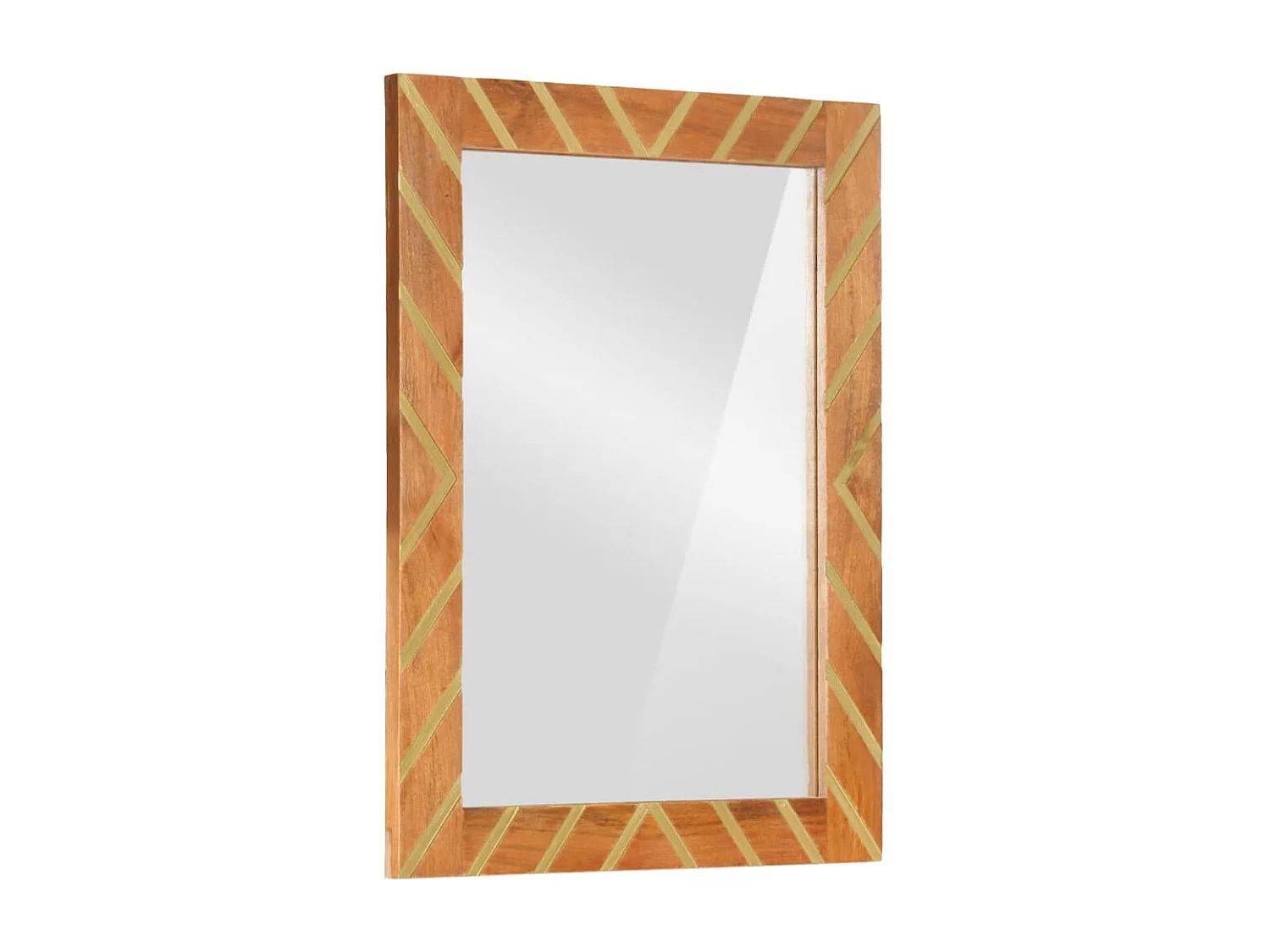 Miroir salle de bain marron 50x70x3cm bois de manguier et verre