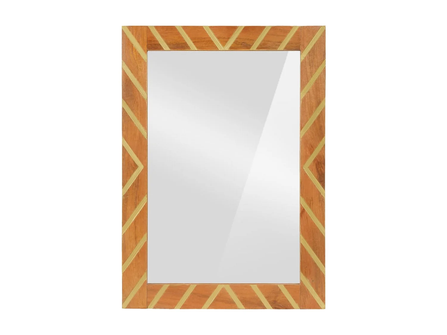 Miroir salle de bain marron 50x70x3cm bois de manguier et verre