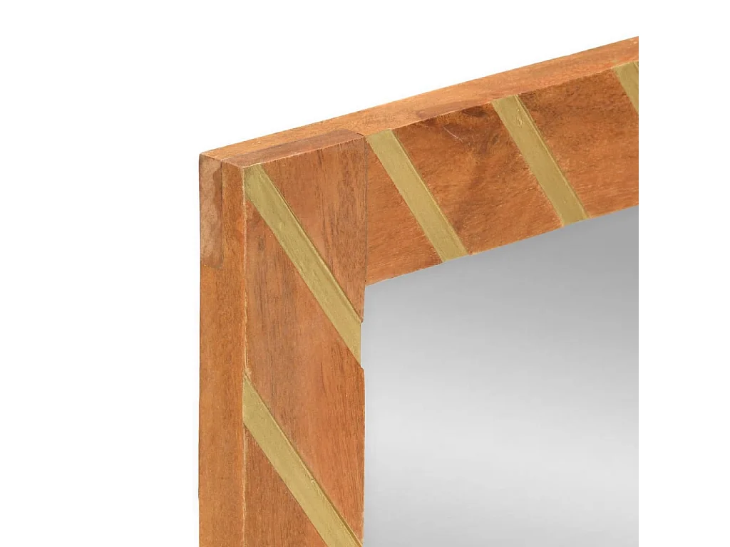 Miroir salle de bain marron 50x70x3cm bois de manguier et verre