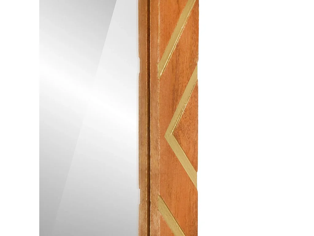 Miroir salle de bain marron 50x70x3cm bois de manguier et verre