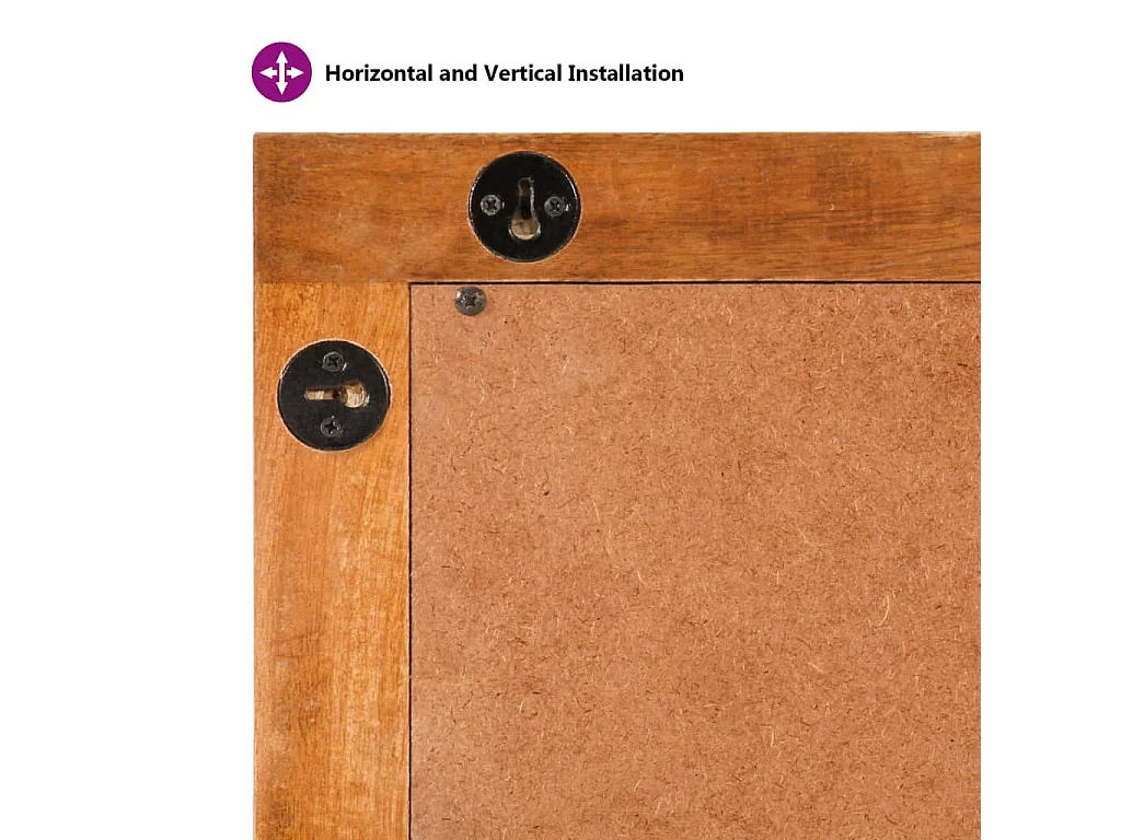 Miroir salle de bain marron 50x70x3cm bois de manguier et verre