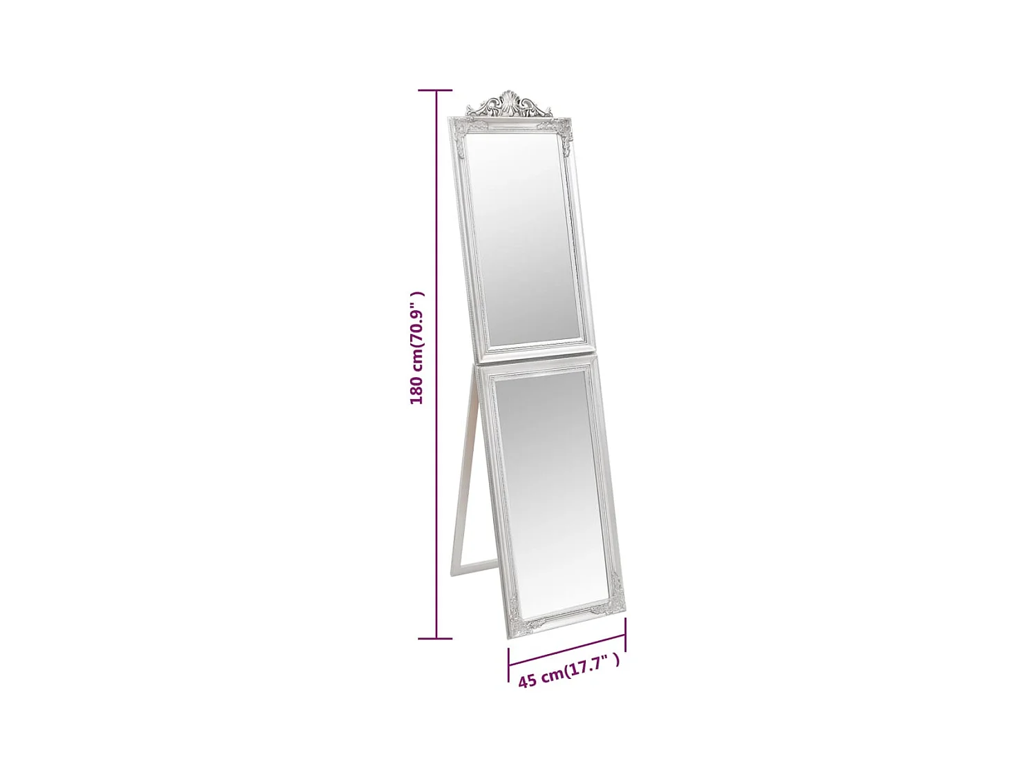 Standspiegel Silbern 45x180 cm