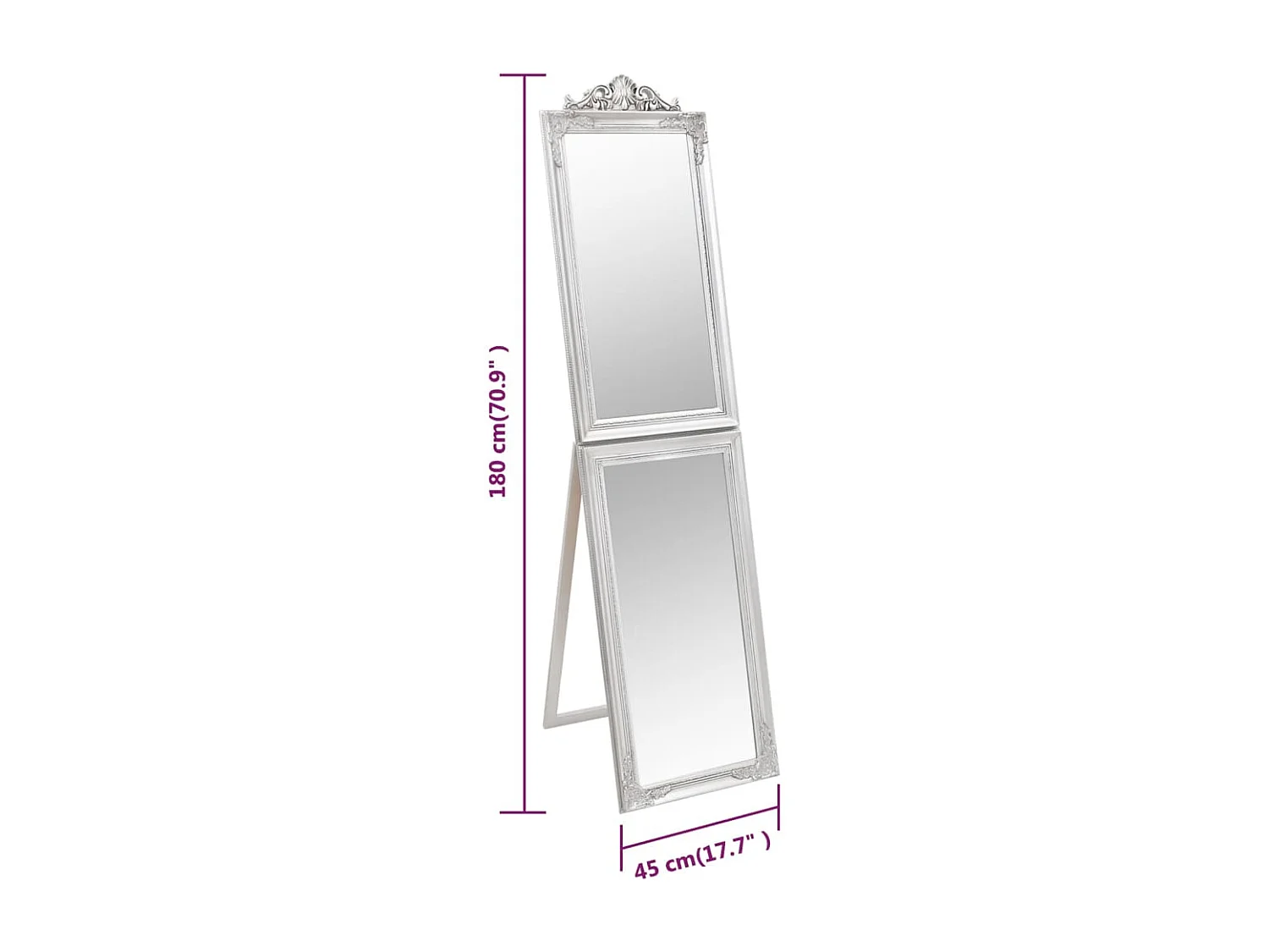 Miroir sur pied Argenté 45x180 cm