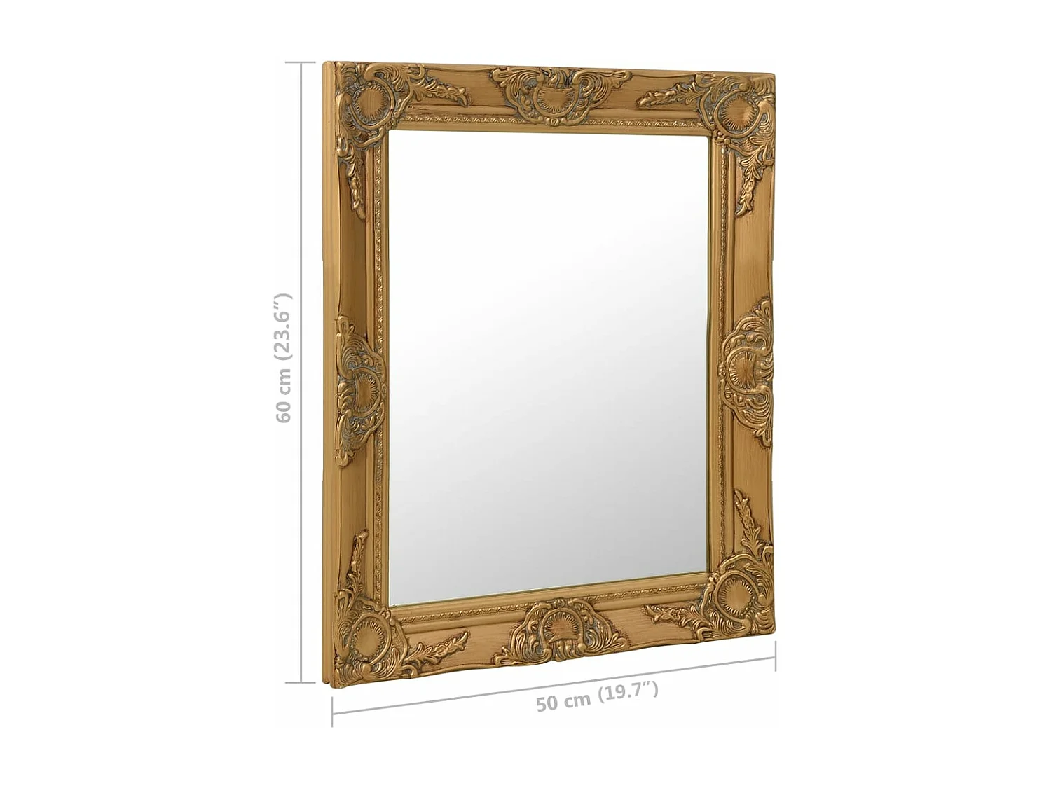 Miroir mural style baroque 50x60 cm Doré