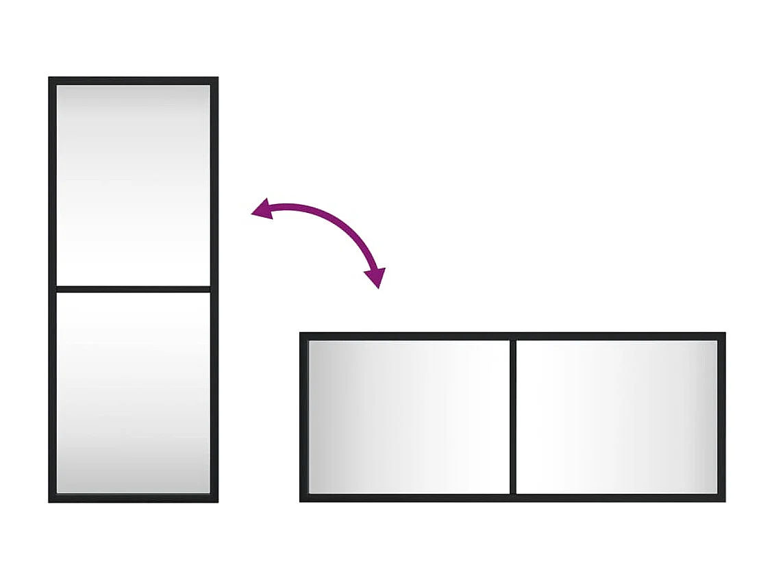 Miroir mural noir 20x50 cm rectangulaire fer