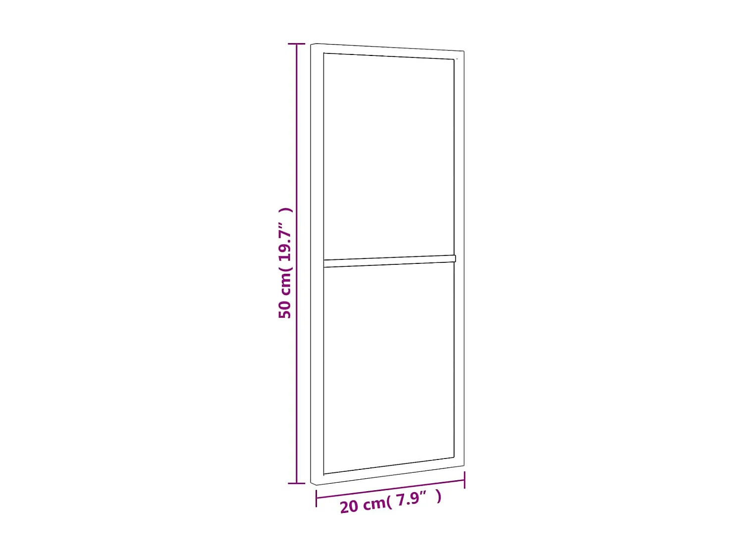 Espelho de parede retangular 20x50 cm ferro preto