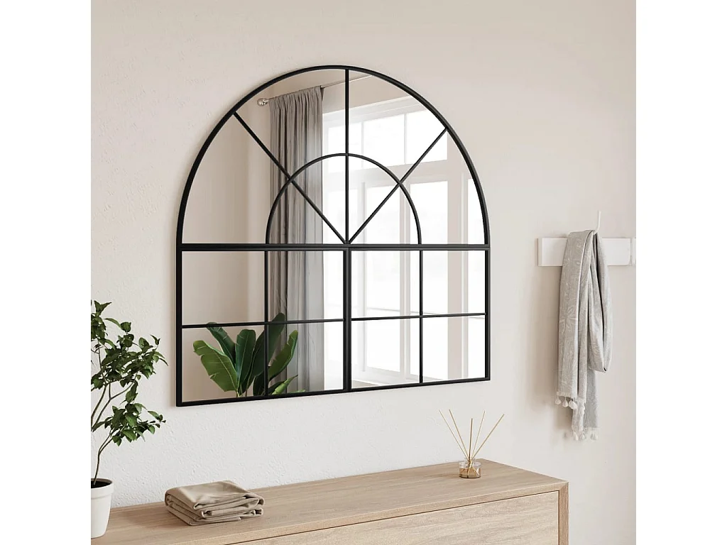 Miroir mural noir 100x90 cm arche fer