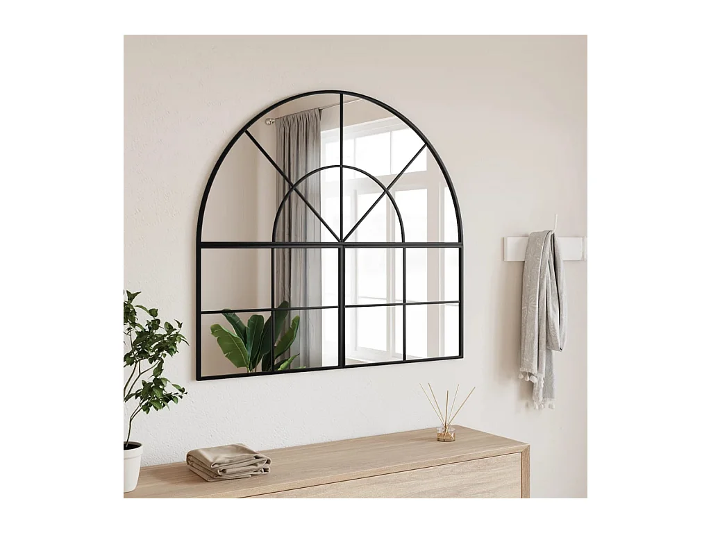 Miroir mural noir 100x90 cm arche fer