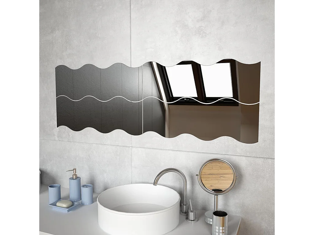 Miroir mural 4 pcs 60 x 18,5 cm Ondulé Verre