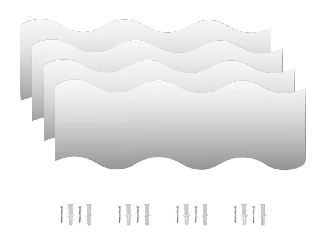 Miroir mural 4 pcs 60 x 18,5 cm Ondulé Verre