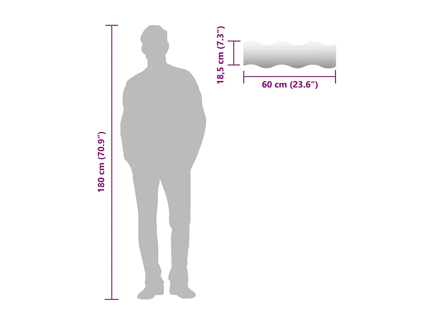 Miroir mural 4 pcs 60 x 18,5 cm Ondulé Verre