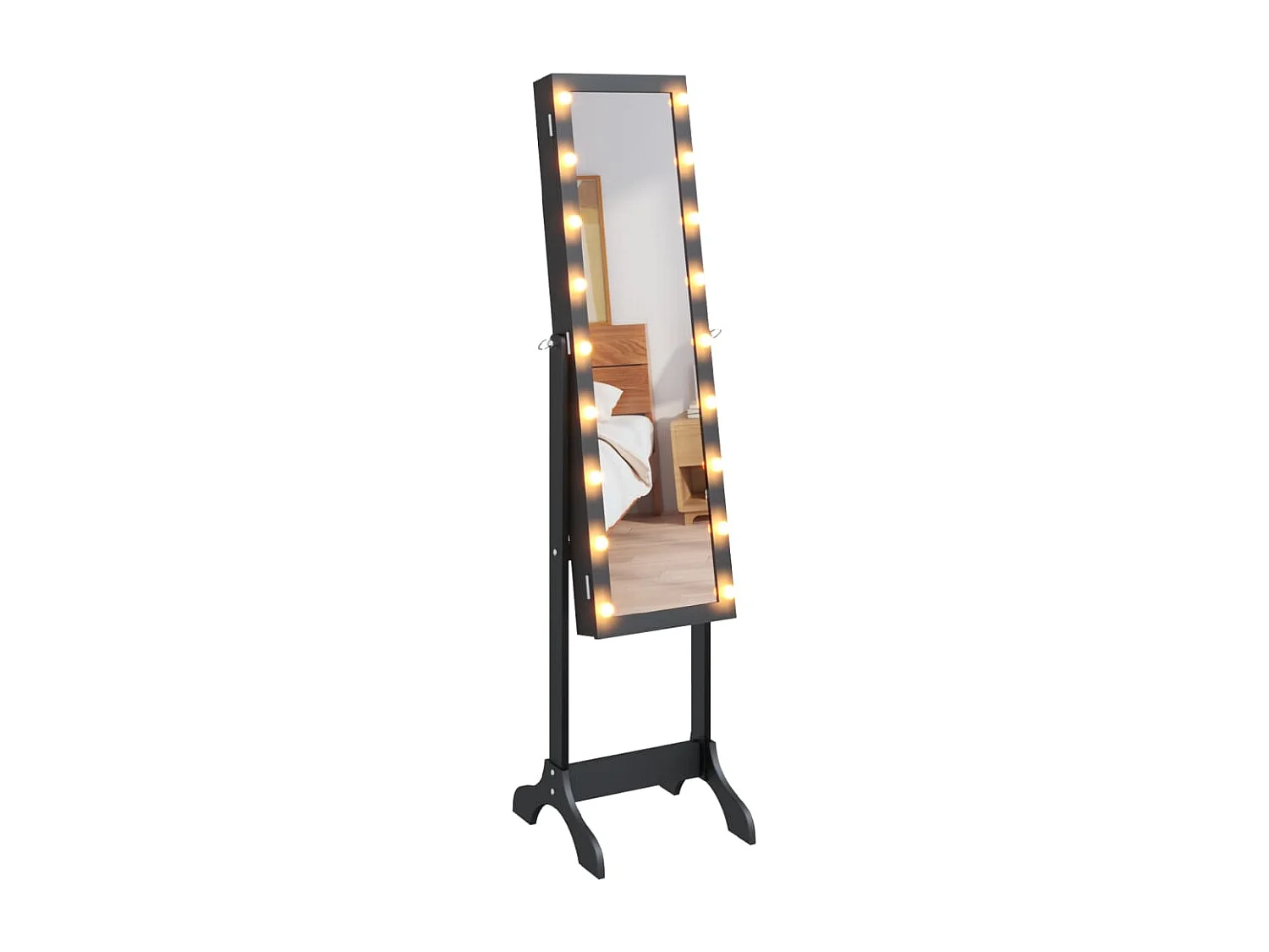 Miroir sur pied blanc avec LED noir 34x37x146 cm