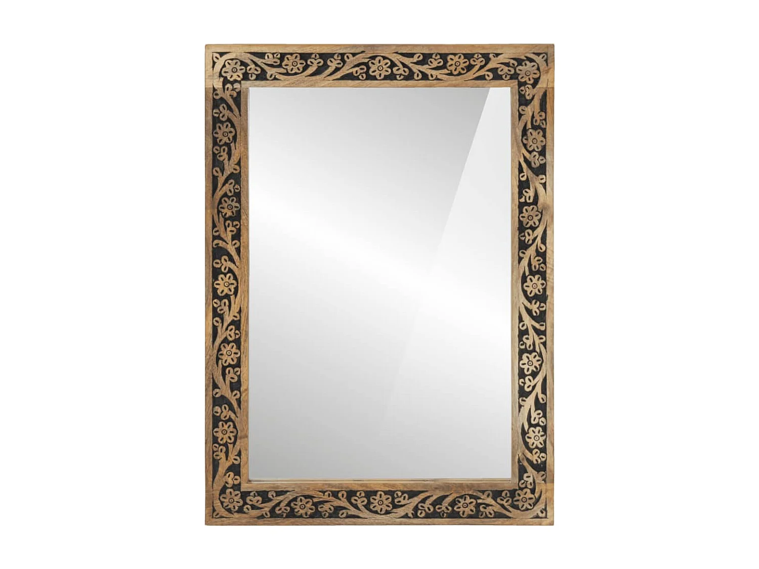 Specchio da Bagno 50x70x2,5 cm Legno Massello di Mango e Vetro