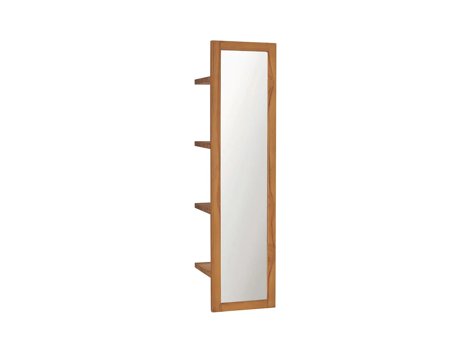 Wandspiegel mit Regalen 30×30×120 cm Teak Massivholz