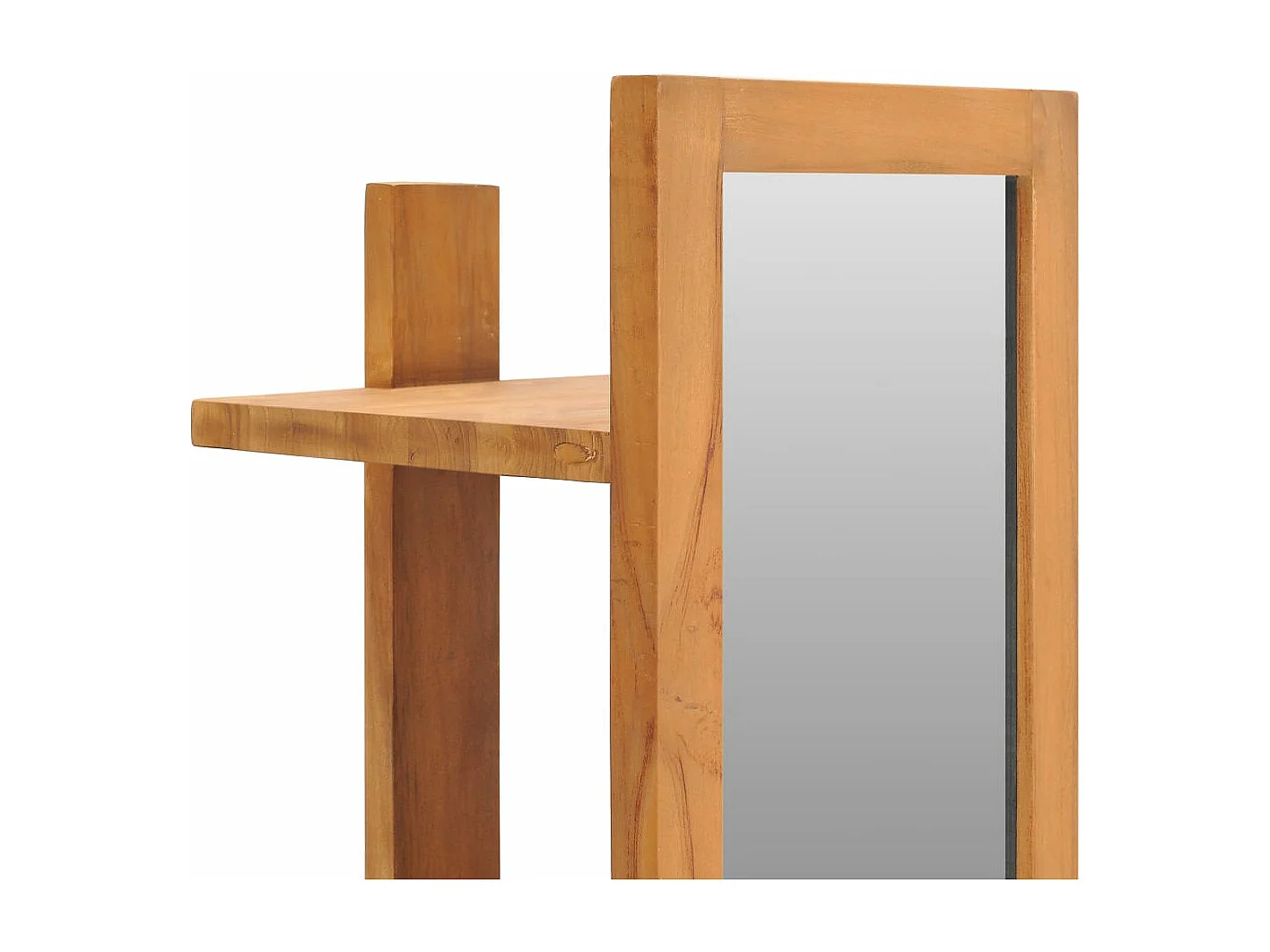 Miroir mural avec étagères 30x30x120 cm Bois de teck massif