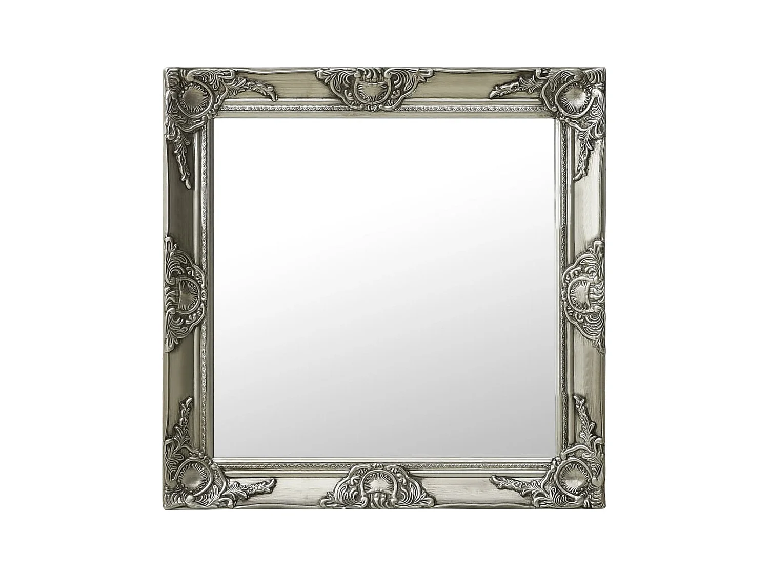Miroir mural style baroque 60x60 cm Argenté
