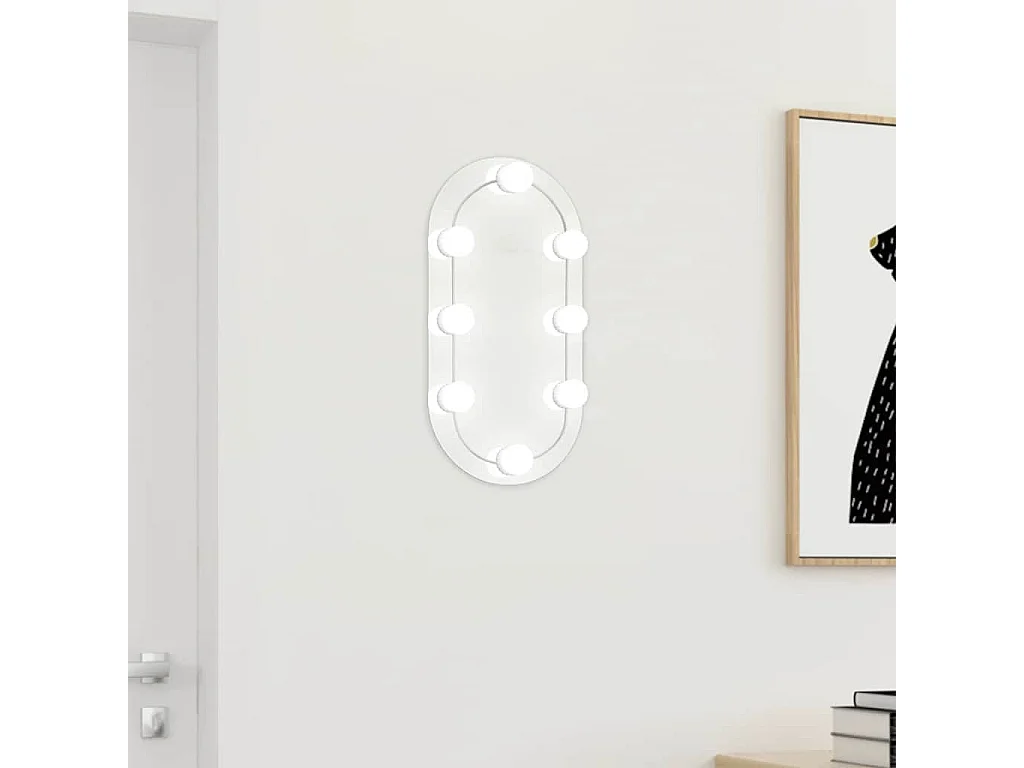 Espelho com luzes LED 40x20 cm vidro oval