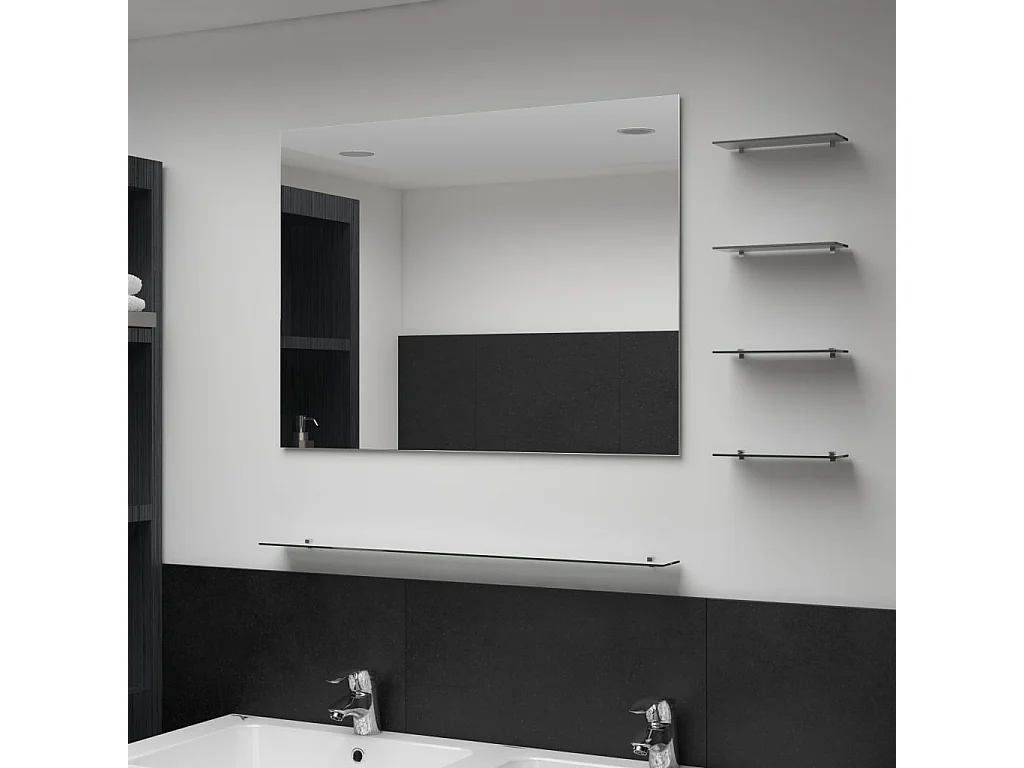 Specchio da Parete con 5 Mensole Argento 80x60 cm