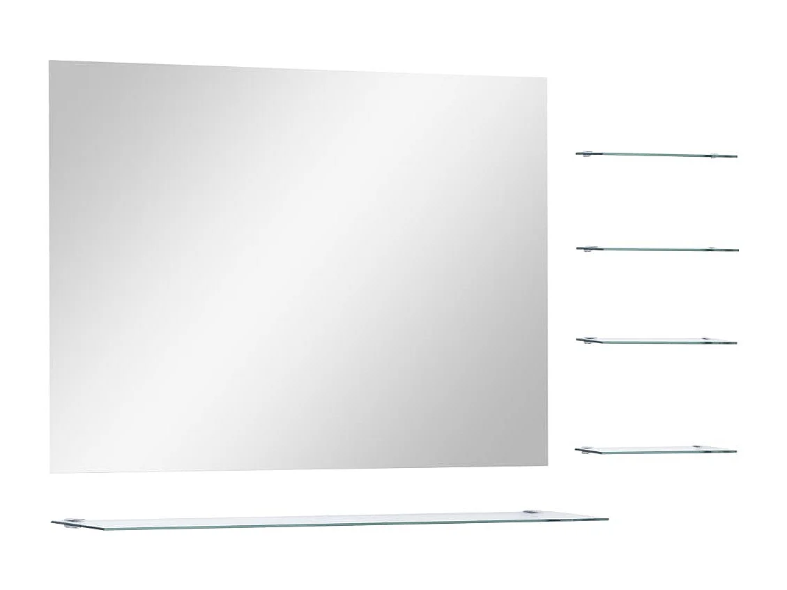 Specchio da Parete con 5 Mensole Argento 80x60 cm
