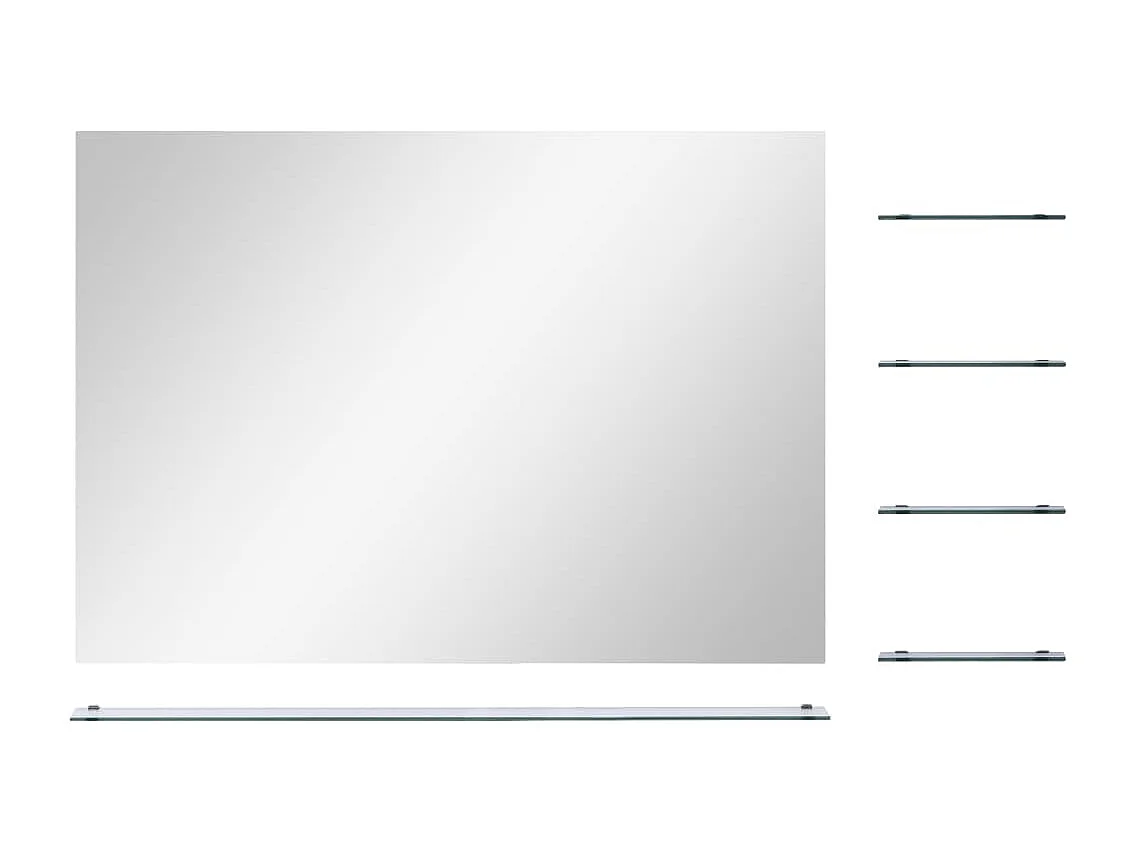Specchio da Parete con 5 Mensole Argento 80x60 cm