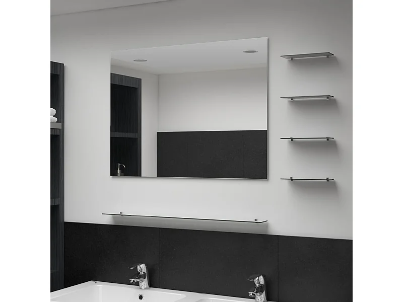 Specchio da Parete con 5 Mensole Argento 80x60 cm