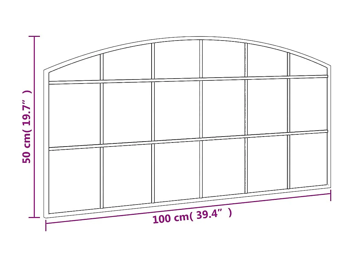 Espejo de pared arco de hierro negro 100x50 cm