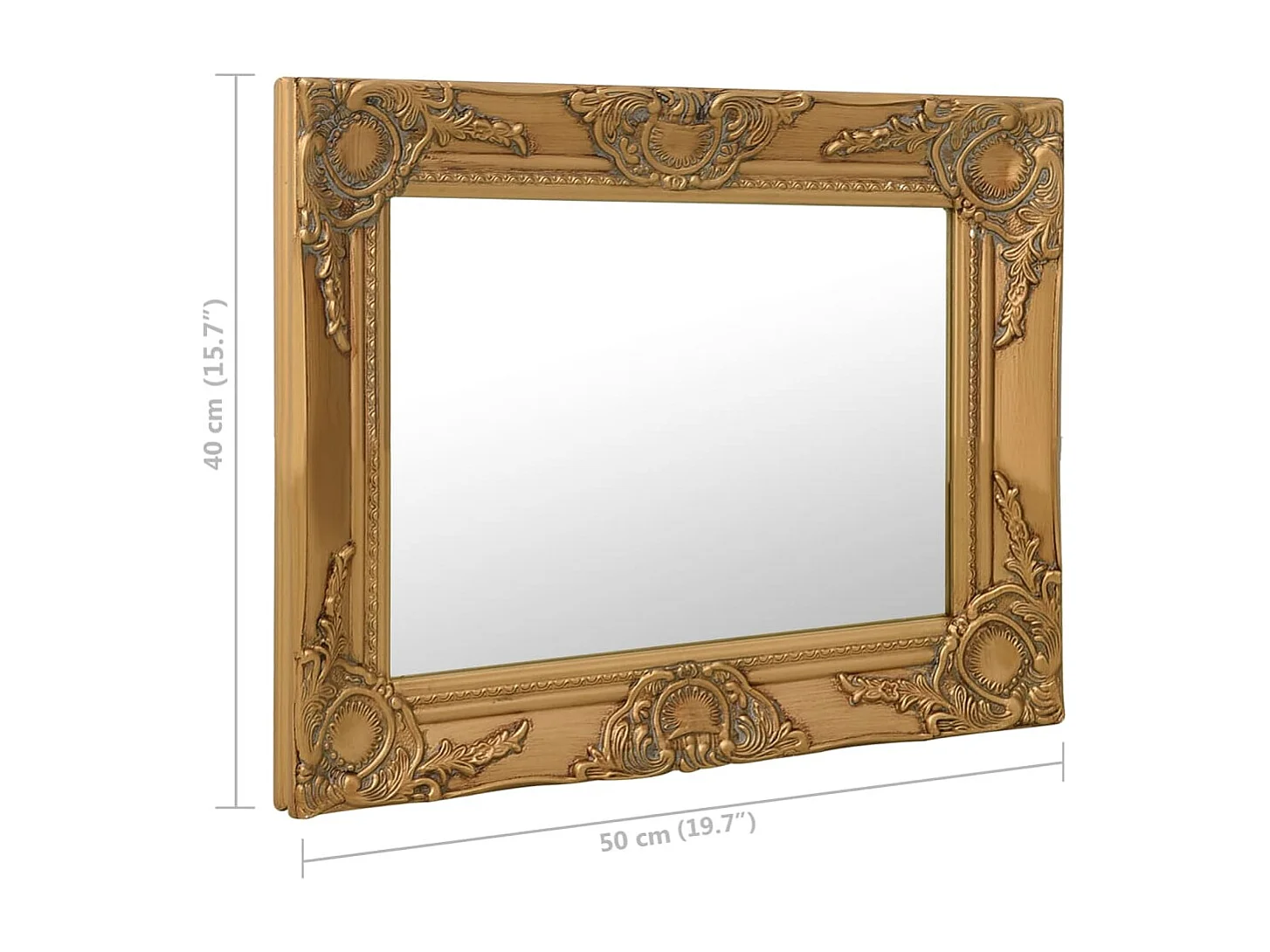 Miroir mural style baroque 50x40 cm Doré