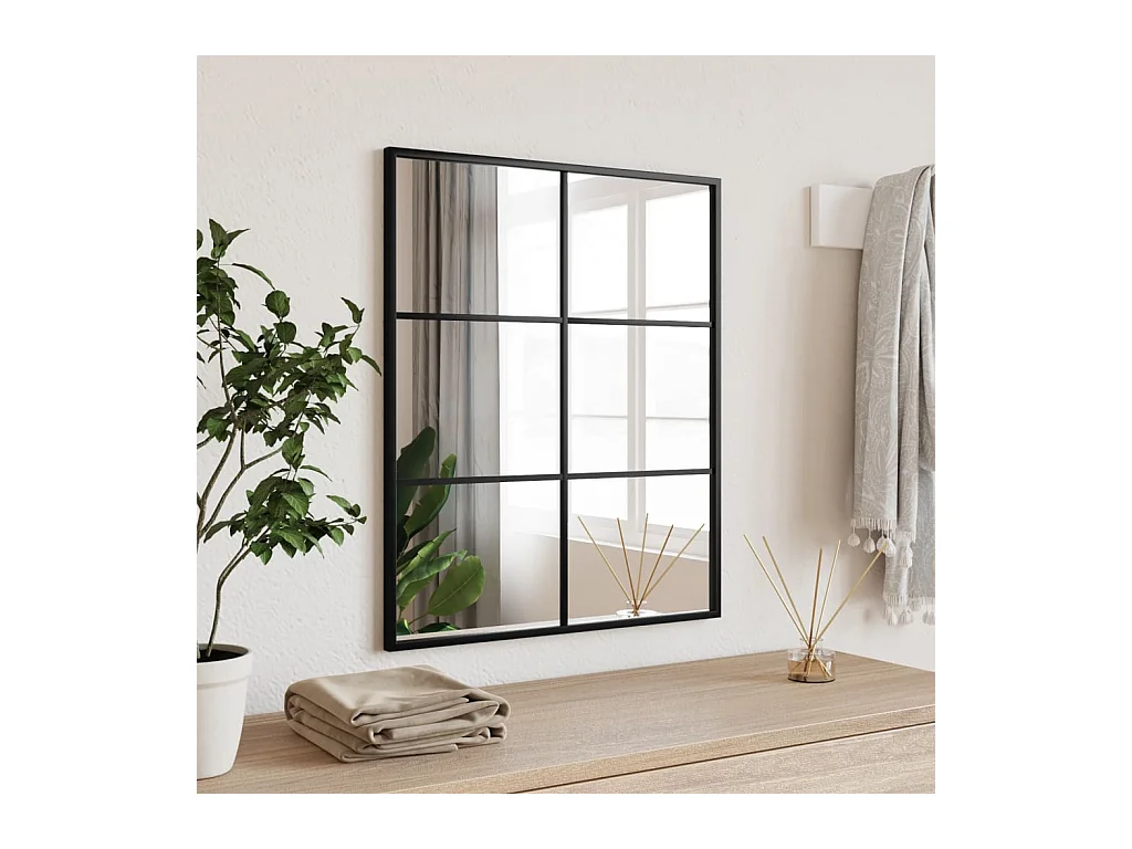 Miroir mural noir 50x60 cm rectangulaire fer