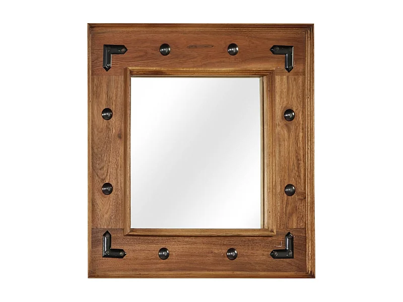 Specchio in Legno Massello di Acacia 50x50 cm