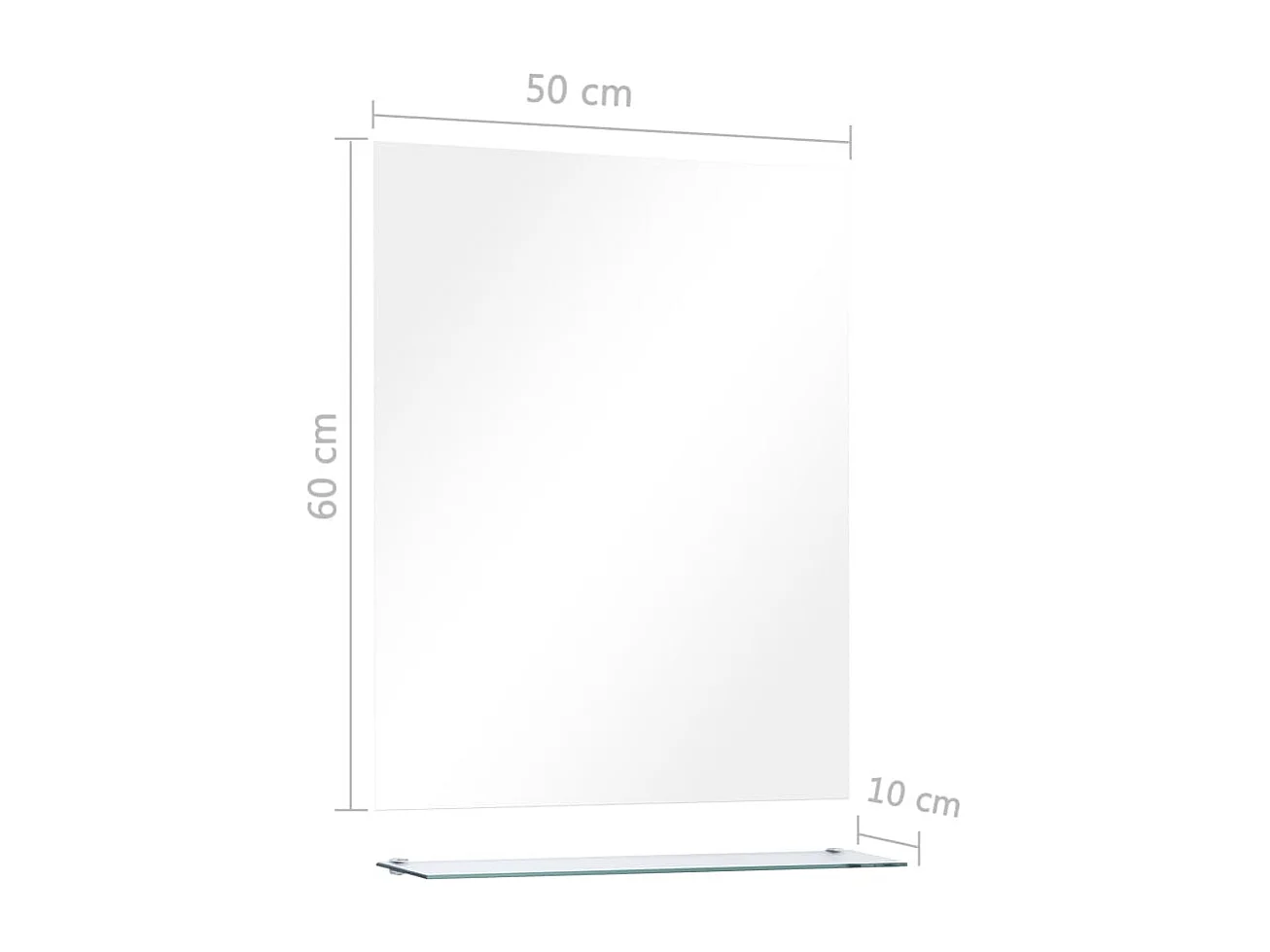 Espejo de pared con estante de vidrio templado 50x60 cm