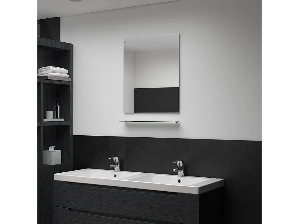 Espejo de pared con estante de vidrio templado 50x60 cm