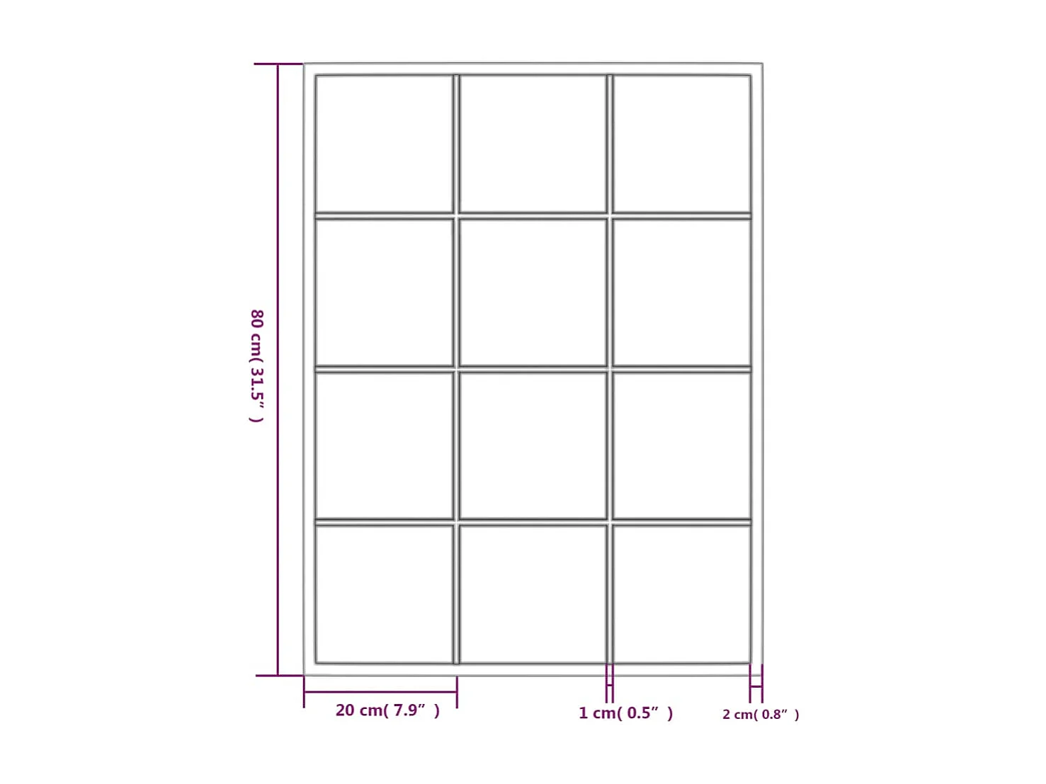 Espelhos de parede 2 pcs 80x60 cm metal preto
