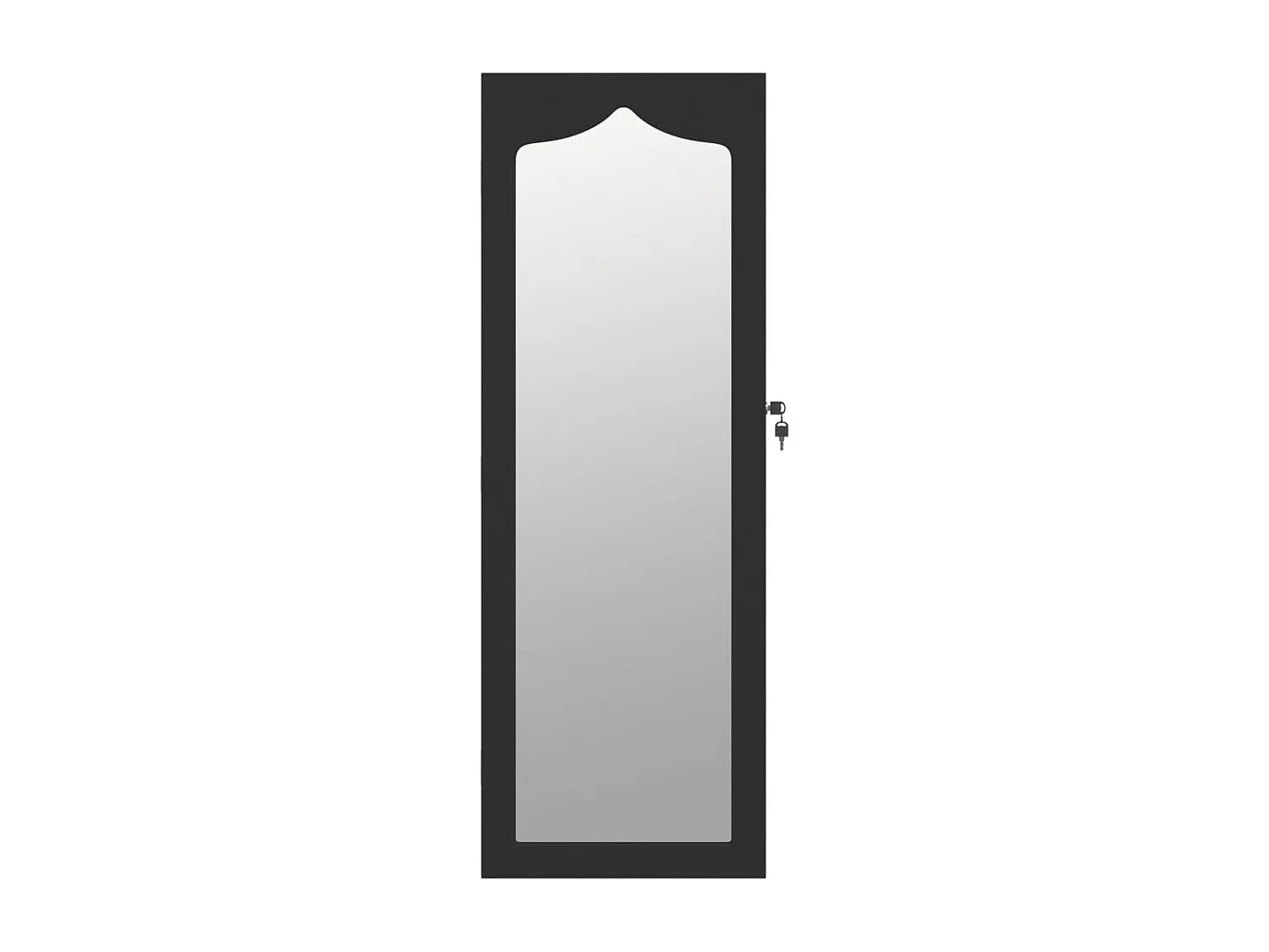 Armadio Portagioie con Specchio a Muro Nero 37,5x10x106 cm