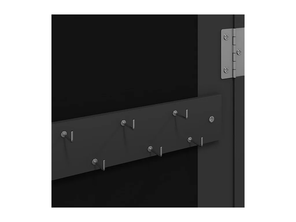 Armoire à bijoux avec miroir murale noir 37,5x10x106 cm