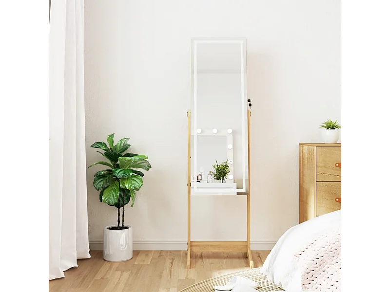 Armoire à bijoux miroir avec lumières LED sur pied