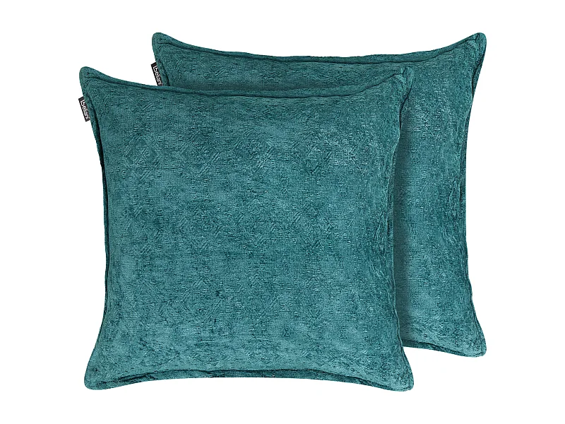 Dekokissen 2er Set Baumwolle/Viskose blaugrün 50x50 cm Quasten einfarbig Verpis