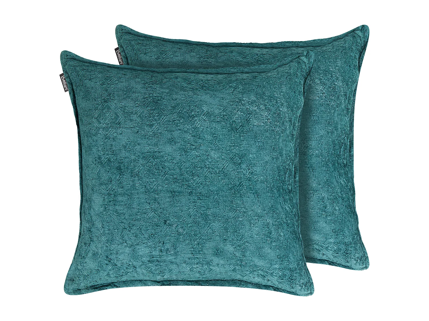 Lot de 2 coussins décoratifs VERPIS Coton 50 x 50 cm Bleu paon Unicolore