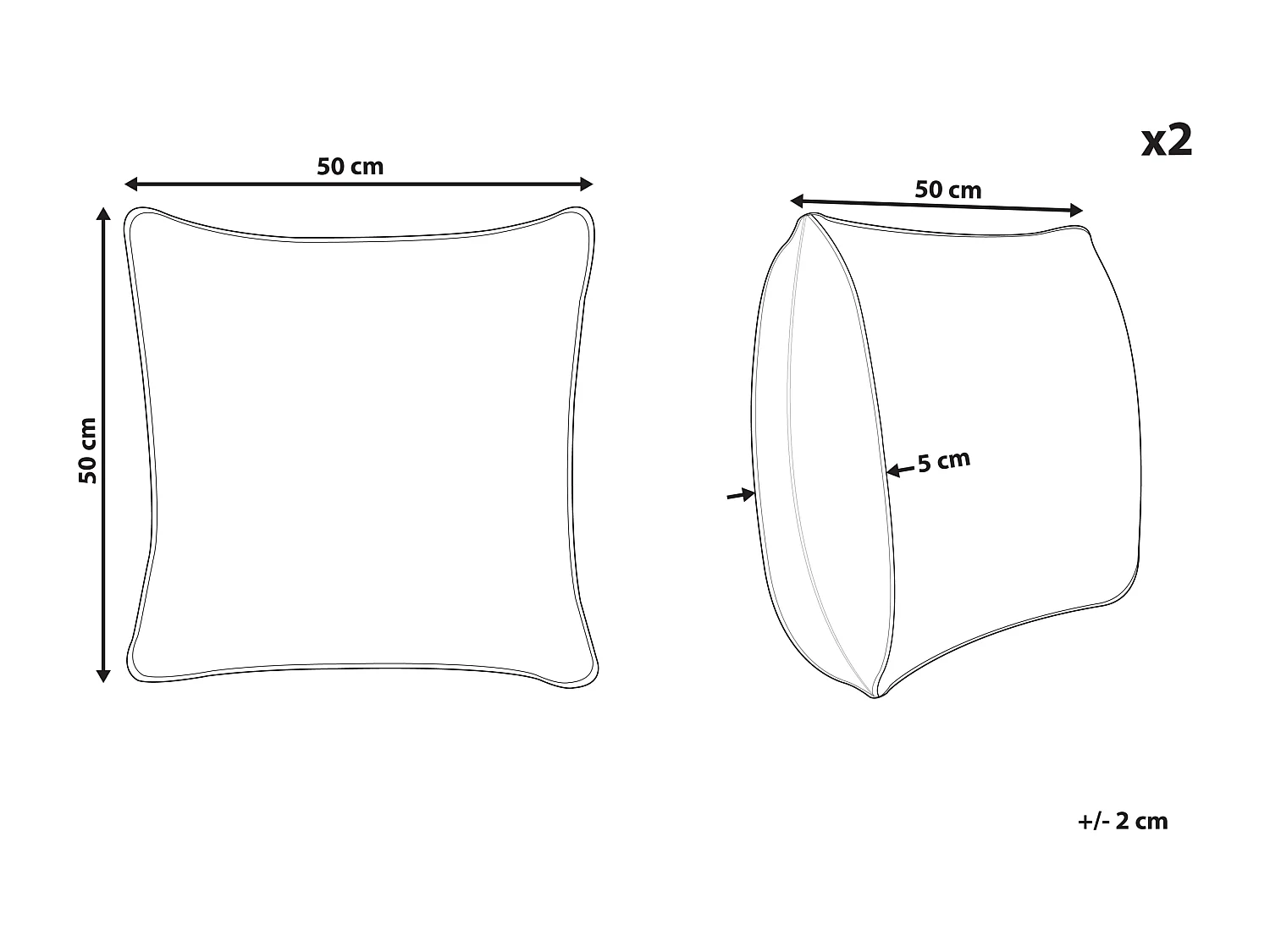 Lot de 2 coussins décoratifs VERPIS Coton 50 x 50 cm Vert émeraude Unicolore