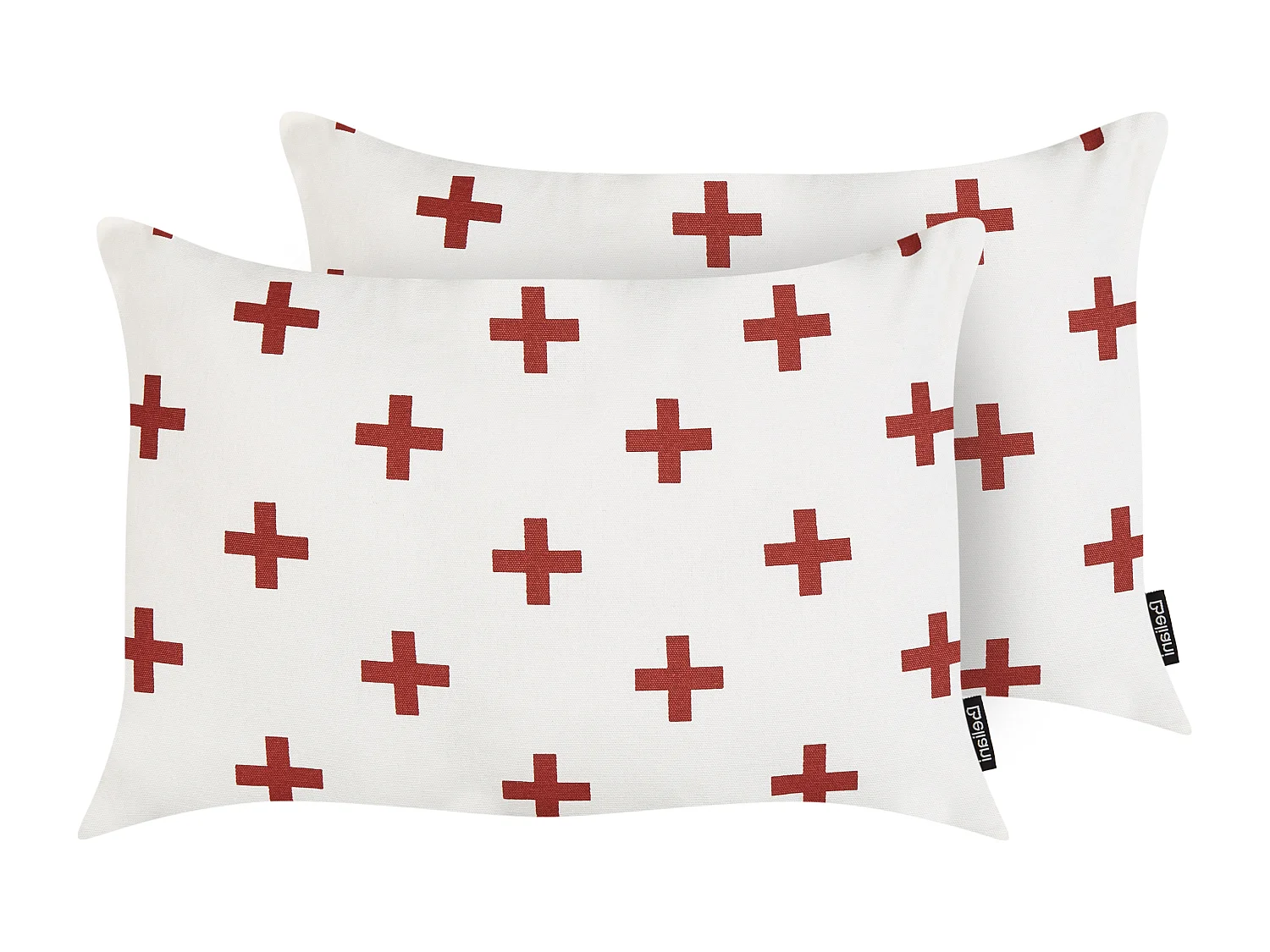 Dekokissen 2er Set Baumwolle weiß / rot 35x50 cm Schweizerkreuz modern Velleia