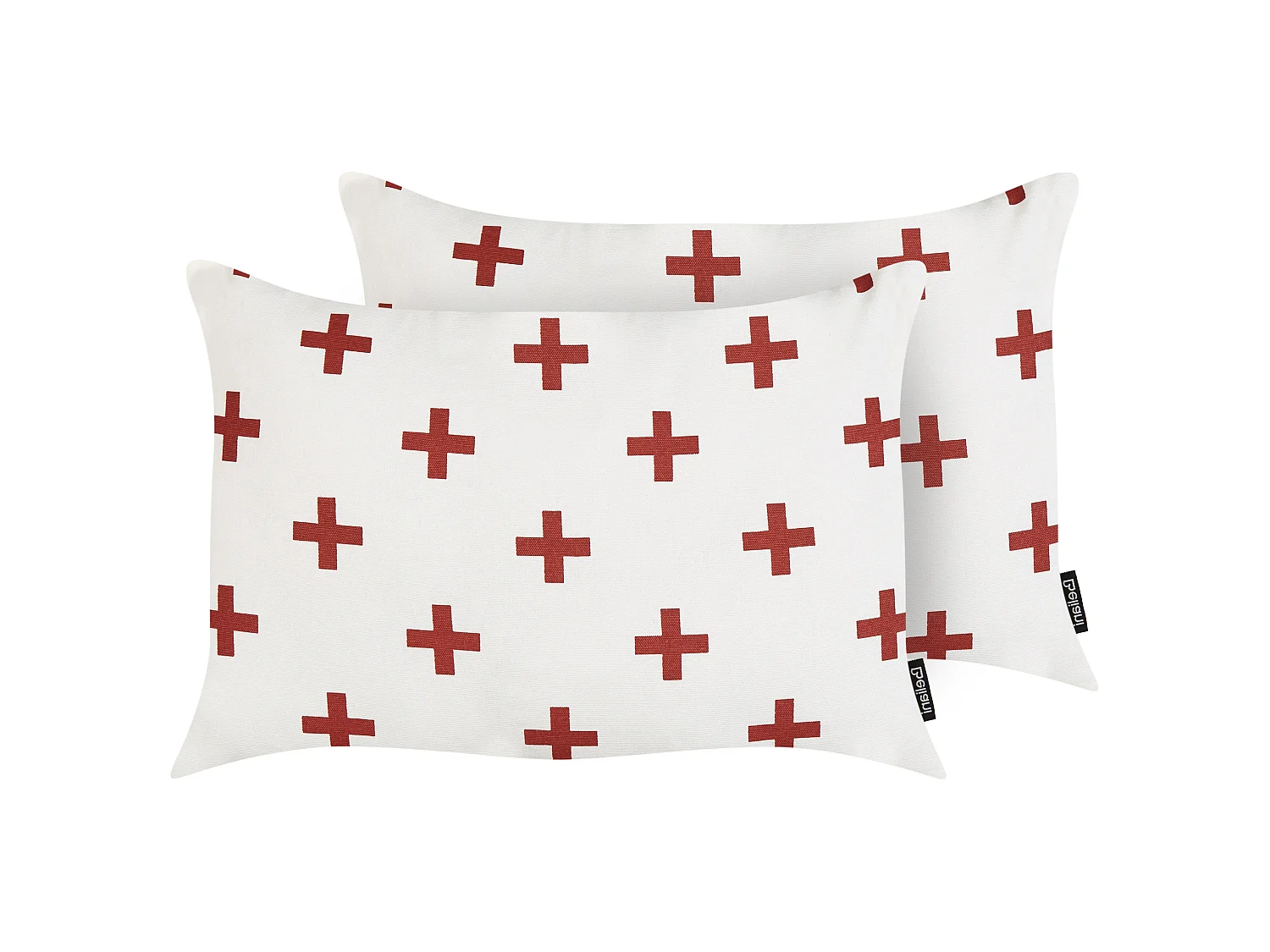 Lot de 2 coussins décoratifs VELLEIA Coton 50 x 35 cm Blanc Motif géométrique