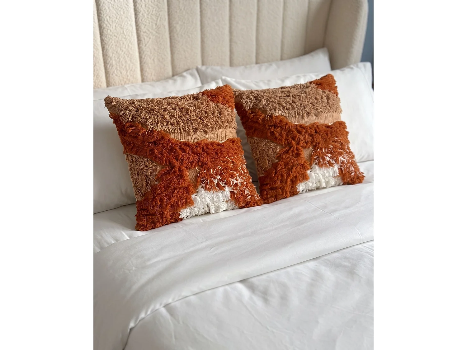 Lot de 2 coussins décoratifs SAGENIA Coton 45 x 45 cm Orange Motif abstrait