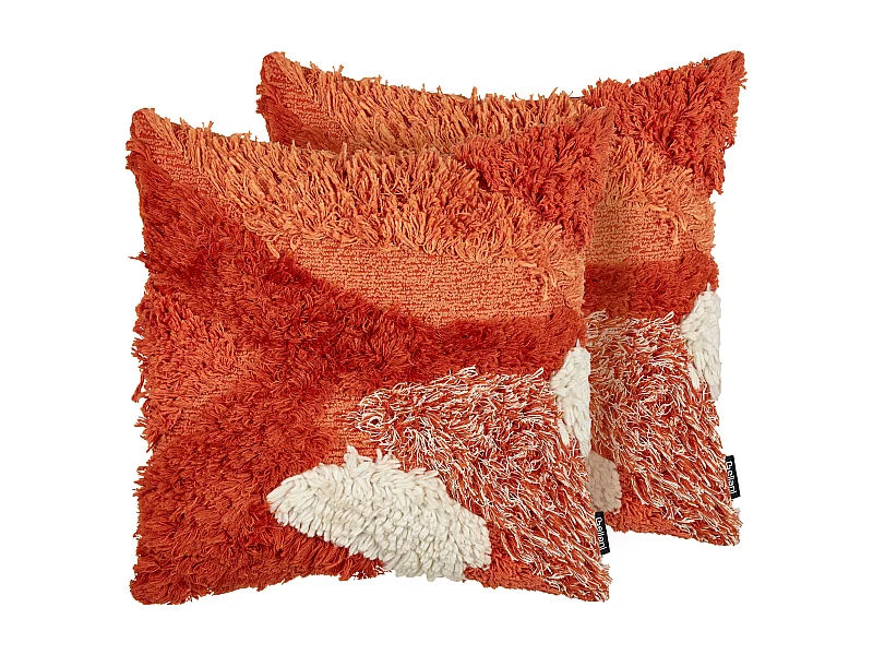 Lot de 2 coussins décoratifs SAGENIA Coton 45 x 45 cm Orange Motif abstrait